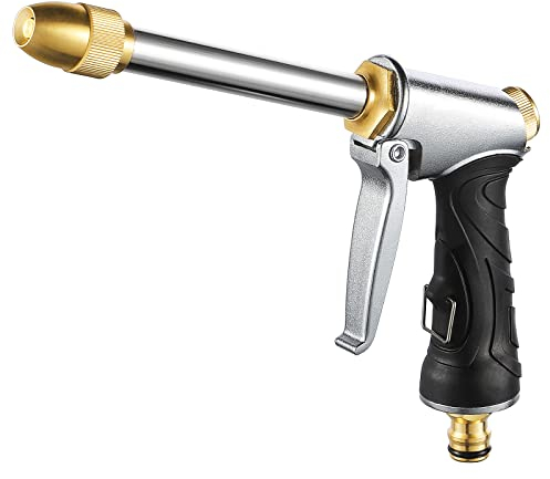 Fippy Pistolet d'arrosage Métal à Long Manche, Pistolet d'arrosage de Jardin, pour Lavage de Voiture, Arrosage de Plantes, Douche pour Animaux de Compagnie