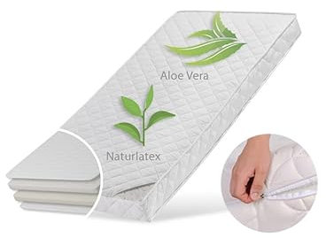 Kids Collective Kindermatratze 80x180 cm Latex Deluxe mit Aloe Vera-Bezug und Zwei Härtegraden, 10 cm hoch, Kindermatratze 80 x 180 Matratze für Kinderbett, Körpergewicht bis 60kg