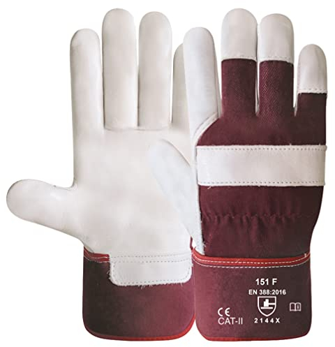 DOJA Barcelona | Winter Arbeitshandschuhe | Thermo Handschuhe aus Kalbs Narbenleder Flanell | 3 Paar Größe 9 | Wasserfeste Thermohandschuhe | Winter Handschuhe | Schutzhandschuhe Thermo