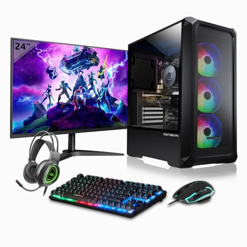 VolttierPC - PC Gaming Completo AMD Ryzen 7 5700G | Radeon Vega 8 | 16GB RAM | 500GB SSD NVMe | WiFi 6 + Bluetooth 5.2 | Windows 11 Pro | Monitor 24 100Hz | Teclado y Ratón RGB