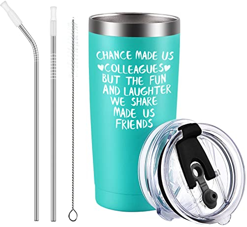 Livole Christmas Gifts for Work Colleagues, Men, Women, Thank You, Leaving Presents for Colleagues Men, Chance Made Us Colleagues, 20oz Insulated Coffee Mug, 600ml Wine Tumbler with Straw and 2 Lids