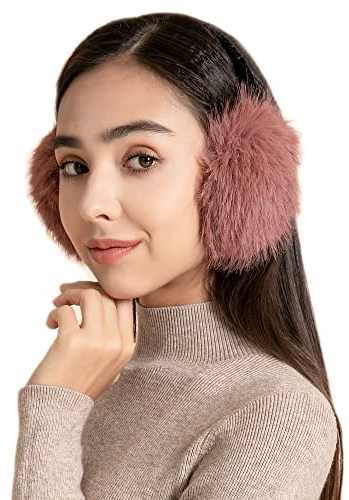 ZLYC Klassischer Damen Kinder Mädchen Verstellbarer Winter Ohrenschützer Ohrenwärmer mit Molton-Haarreifen(Heiderot)