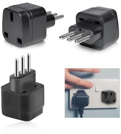 AZWOOD UK to Italy Plug Adapter, 3 PCS UK to 3 pin Italy Travel Adaptor Converters, UK to Italian Converter Power Adapter for Italy Chile Vatican City Uruguay Syria Maldives and more Type L Plug