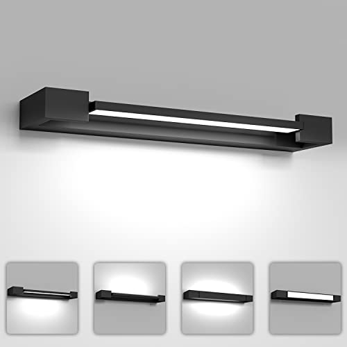 LED Spiegelleuchte 24W 2490Lumen, 61cm IP44 Badezimmer Spiegellampe Kaltweiß 5000K, 360°Drehbare Lampe Wand für Spiegel Badleuchte Spiegellampen für Das Bad Badlampe Beleuchtung Innen Mattes Schwarz