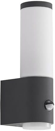 Lindby Wandleuchte außen Okari mit Bewegungsmelder (spritzwassergeschützt (Modern) in Schwarz aus Aluminium (1 flammig, E27) - Wandlampe für Außenwand/Hauswand Haus Terrasse und Balkon