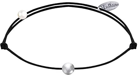 LES POULETTES BIJOUX - Bracelet Lien Petite Perle Argent 925 - Noir