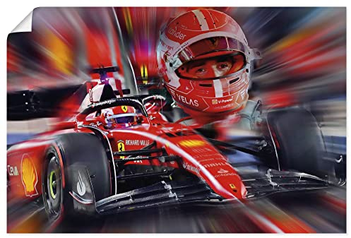 ARTLAND Wanddeko Poster & Kunstdrucke Wandposter 90x60 cm Querformat Formel 1 Ferrari Charles Leclerc Monaco Rennwagen Motorsport U4KZ