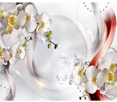 murando Fototapete Premium-Vlies Blumen Orchidee 100x70cm Foto Tapete Schlafzimmer Wohnzimmer Vliestapete XXL Motivtapeten Bildtapete 3d Effekt Wand Dekoration Flur 3D Effekt Diamant Ornament