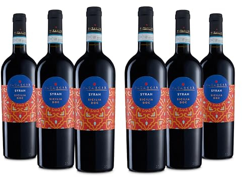 Fatascià Syrah Sicilia DOC, Vino Rosso dal Gusto Intenso e Profumi di Frutti Rossi e di Bosco, Gradazione Alcolica 14% Vol, Confezione con 6 Bottiglie da 750 ml