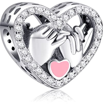 MGIUL Love Heart Charm Para Las Mujeres Pulseras Collares con 5A Cubic Zirconia 925 Sterling Silver Colgante Cuentas Joyería Regalo Para Niños