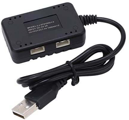 Keenso 2 en 1 Chargeur D'équilibre de Batterie LiPo, 7.4V Chargeur USB en Plastique avec Voyant Lumineux pour Voitures et Bateaux Wltoys RC