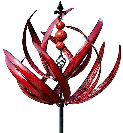 PW TOOLS Harlow Wind Spinner Rotator Garten Windspiele | Metall Wind Spinner | Windmühlen Garten | Winddreher Abnehmbare Wind Drehbare Windmühle Blau Rot | Für Terrasse Hof Rasen Garten