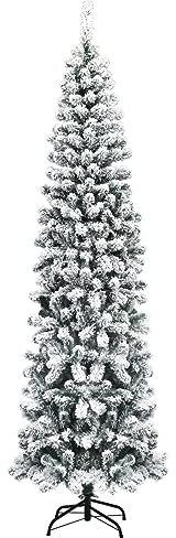 KOMFOTTEU Árbol de Navidad Artificial de 227 cm, Árbol Nevado Plegable, Decoración Navideña de 641 Puntas, Árbol de Navidad con Nieve, Soporte Metálico, para Hogar, Oficina, Tiendas