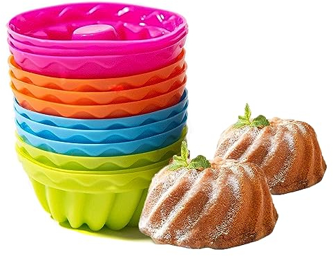 PINNKL 12 Stück Mini Gugelhupfform Silikon Mini Gugelhupf Backform Kuchenform Wiederverwendbare Muffinförmchen Cupcake für Kuchen Dessert Schokolade Pudding Gelee