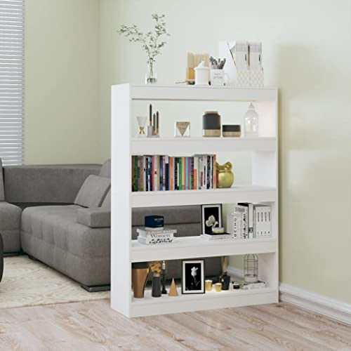 CKioict Eckvitrine Modernes Standregal Wohnzimmermöbel Bücherregal/Raumteiler Hochglanz-Weiß 100x30x135 cmfür Wohnzimmer, Schlafzimmer, Büro
