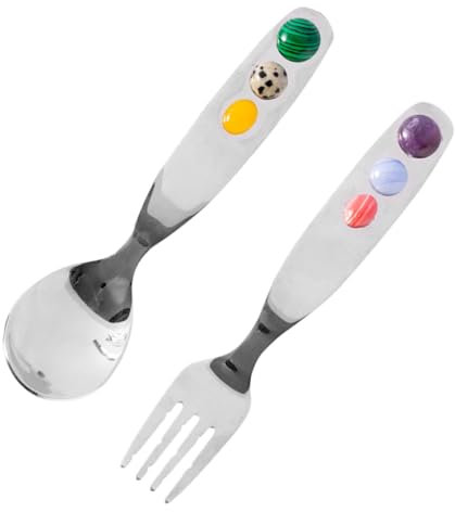Multifunktionales Salatgabeln und Löffelset, 1 Satz aus Edelstahl und Stein