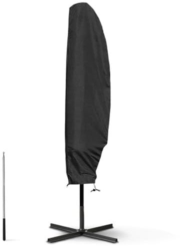 WISCLASS Parasol Protective Cover, Parasol Cover for 2 to 4 m Large Parasol Cover, Outdoor Cantilever Umbrella, Weatherproof, UV-Anti, Windproof and Snow-Proof 280 x 40/80/50 cm, Black