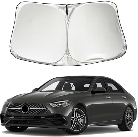 XHRING Parasol para parabrisas de coche compatible con Mercedes Benz Clase C C300 W205 C250 C400 2015-2023 2024 GLA GLA 250 GLA250 2021-2024 Accesorios, visera plegable para ventana delantera de coche
