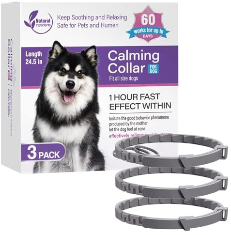 Pheromon-Halsband für Hunde, entspannendes Haustier-Halsband, 62,5 cm Länge, verstellbar, beruhigendes Hundehalsband, hält 60 Tage, lindert schlechtes Verhalten