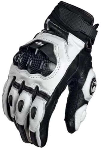 IFIKK Guanti Moto Nero Racing Vera Pelle Moto Bianco Road Riding Team Guanti Uomini Estate Inverno