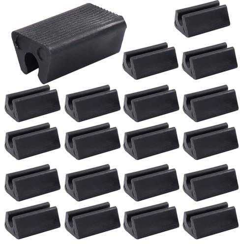 HARSKIYER U-förmige Stuhlbeinkappen aus Kunststoff, rechteckig, rutschfest, für Barhocker, Bodenschoner, geräuscharm, für Metallstühle, Terrassenmöbel, 20 Stück (schwarz)