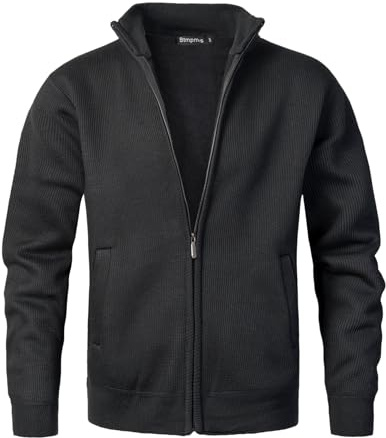 Btmpmcs Cárdigan de Punto para Hombre Suéter Grueso con Cremallera y Cuello Alto Casuales Chaqueta Cálido Suéter con Forro Polar para Invierno Otoño Color SóLido JerséIs Outwear Abrigo Tops