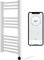 Greened House Scaldasalviette elettrico intelligente con controllo WiFi, 400 mm di larghezza x 800 mm di altezza, programmabile per 7 giorni, compatibile con app (barra bianca + elemento WiFi cromato)