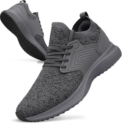 Giniros Sneaker Herren Schuhe Sportschuhe Turnschuhe Herren Laufschuhe Freizeit Walkingschuhe Straßenlaufschuhe Tennis Fitness Jogging Leichtgewichts Atmungsaktiv Casual Schuhe Schlüpfen Grau 44EU
