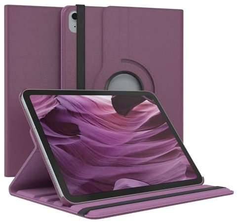 World biz Rotating Case for iPad Air 11 inch (2024) M2, iPad Air 6th / 5th / 4th Generation (2024/2022/2020), 360 Rotation Protective Stand Cover, Auto Wake/Sleep (Purple)