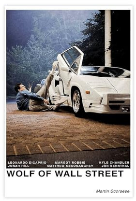 TONFON Filmposter Wolf of Wall Street Vintage-Leinwand-Poster, Wandkunst, Dekordruck, Bild Gemälde für Wohnzimmer, Schlafzimmer, Dekoration, ungerahmt, 30 x 45 cm