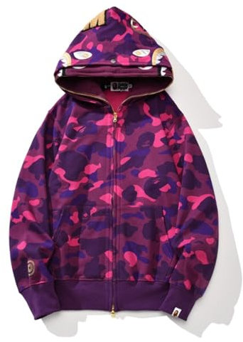 FDTURES 24ss Trendy BAP Haikopf Paar Modische Lässige Doppel Hut Camouflage Hoodie-color5||L