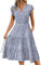 Zeagoo Women Summer Dress Floral Short Sleeve Ladies Casual Swing Midi Dress with Pockets