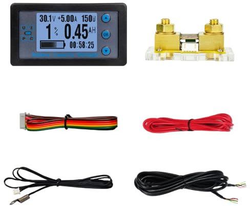 Coulomètre de batterie de voiture avec shunt écran LCD Voltmètre Ampèremètre DC8-120V 0-500A Multimètre Testeur