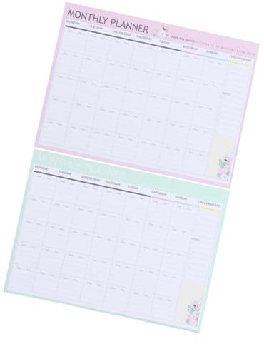 Lurrose A4 Monatsplaner Notizblock 2 Bücher 20 Blatt Je Buch Monatliche Planung Reißbar Glattes Schreiben für Day Planner 2025 Zufälliger Stil