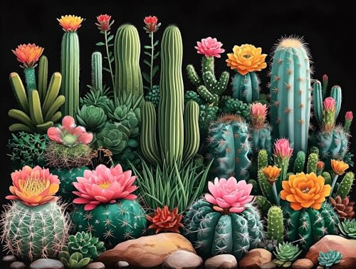 5D Diamond Painting Kaktus Anlage Diamant Painting bilder kinder, Diamond Painting Erwachsene Bastelset, DIY Full Drill Diamant Kunst Malerei Stickerei Set Kreuzstich für Home Wand Deko 70x100cm A-442