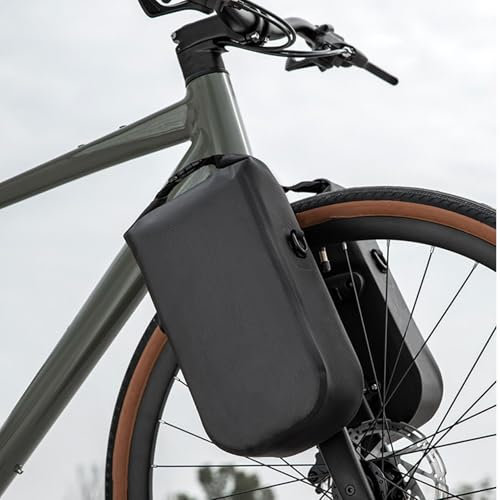 Keyubria Bikes Front Fork Bag, 5.5L Waterproof Front Fork Bag, Waterproof Bicycles Pannier Bag Rack Pouch, Shoulder Bag Quick Release, Mountain Bikes Accessories for Bikepacking Cycling Touring