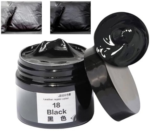 Leather Recoloring Balm,Leather Color Restorer Couches,Leath-er Repair Kit for Furniture Sofa,Purse,Shoes,Leath-er Couch Paint,Leathe-r Filler,Cracked Leath-er Repair,L-eather Re-pair Patches(Black)