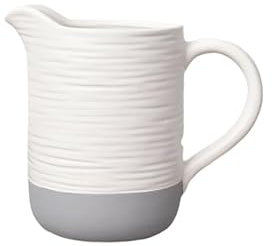 White and Grey Ceramic Jug, 14cm