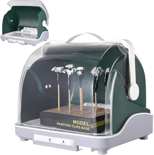 Cabine de séchage pour peinture de maquettes, petite cabine de séchage électrique pour aérographe 120 W, avec air chaud/froid, housse anti-poussière transparente pour réduire les odeurs de peinture et