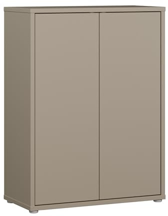 Forte Alice Springs Schuhschrank 70 80, modern-minimalistisch, 2-türig, Holzwerkstoff, Taupe, 74,5 cm breit x 99,1 cm hoch x 34,9 cm tief