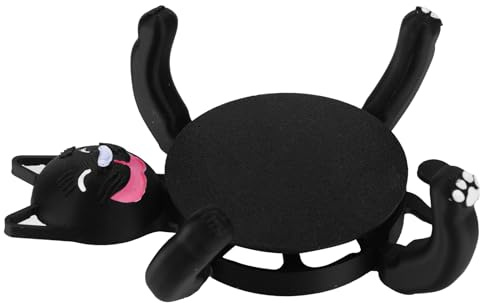 Black Coasters, 3D Print Cat Coasters Decorative Home Accessories | Cute Cat Coasters that Hold the Cup for Drinks, Coffee Pads Beer Bar Mat, Housewarming Gift for Friends Cat Lovers