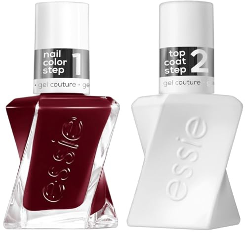 essie Gel Couture Nagellack spiked with style (13,5 ml) & Gel Couture Top Coat (13,5 ml) Set, Langanhaltender Gel-Glanz ohne UV-Lampe