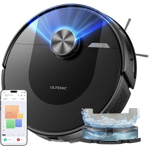 Ultenic Aspirapolvere Robot 4000 Pa potenza di aspirazione, robot aspirapolvere con funzione di pulizia con navigazione LiDAR