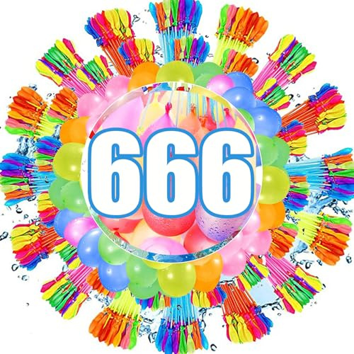 TKGEOUE 666 Stück Wasserbomben Selbstschließend, wasserbomben ballons, Bunt Wasserballons, Sekunden Schnellfüller wasserspielzeug kinderfür Strände, Poolparty, strandspielzeug, water battle