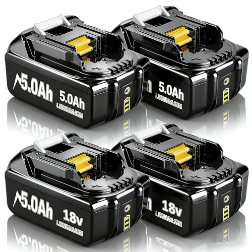 4 Pack 5.0Ah 18V Replacement Batteries for Makita LXT | Compatible with BL1850B BL1860B BL1830 BL1840 BL1815, 18V Lithium-Ion Cordless Power Tool Battery with LED Indicator