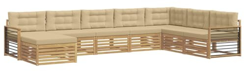 vidaXL Outdoor-Sofagarnitur mit Kissen 8 pcs Weiß und Beige, Garten, modernes Outdoor Sofa, Lounge-Ecke, Terrassenmöbel für entspannende Relax-Zeiten