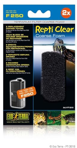Exo Terra Repti Clear, Ersatz Schaumstoffpatrone für grobe Partikel, für den Repti Clear F250 Terrarienfilter, 2er Pack