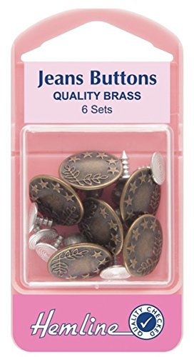 Hemline Jeans Buttons 16mm - Bronze, pk of 6 sets