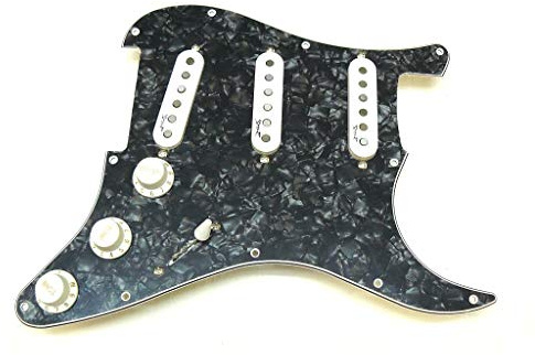 Spear Pickguard SSS White/Black Pearl, fertig verdrahtet, Alnico V
