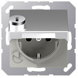 Jung Schuko Steckdose 16 A 250 V Bruchsicher mit Klappdeckel und Sicherheitsschloss Serie A Aluminium, 1 Stück, A 1520 BFKLSL AL